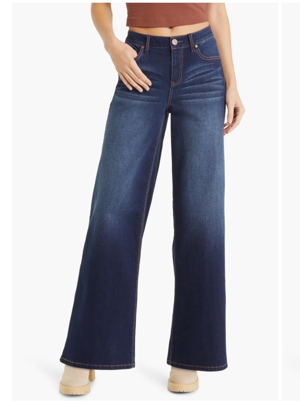1822 Denim Wide-Leg High-Rise Jeans Dark Indigo